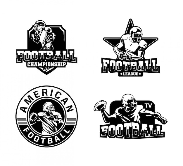 Logotipo de coleção de distintivo de futebol americano em preto e branco