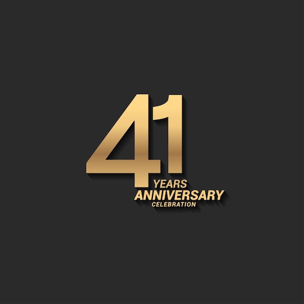 Logotipo de comemoração de 41 anos com elegante número moderno cor dourada para celebração