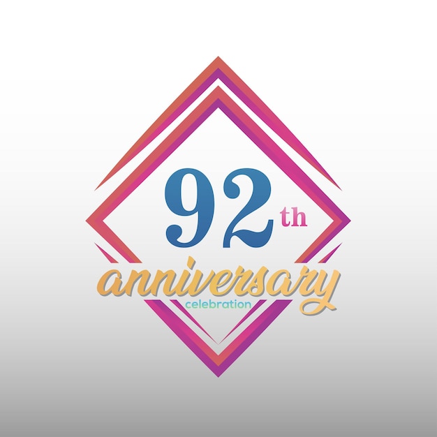 Logotipo de comemoração de aniversário de 92 anos. conjunto de modelo de design de aniversário. desenho vetorial.