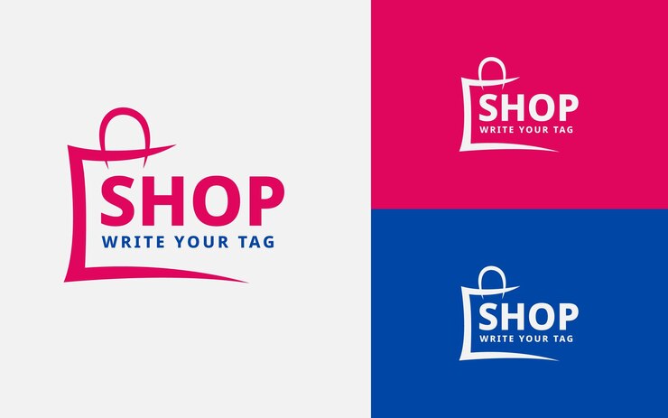 Vetor logotipo de compras com vetor de saco