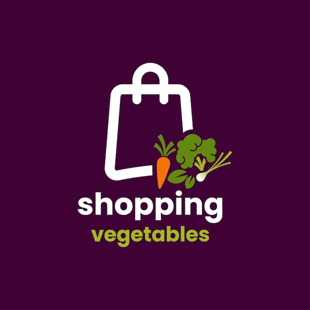 Vetor logotipo de compras de legumes