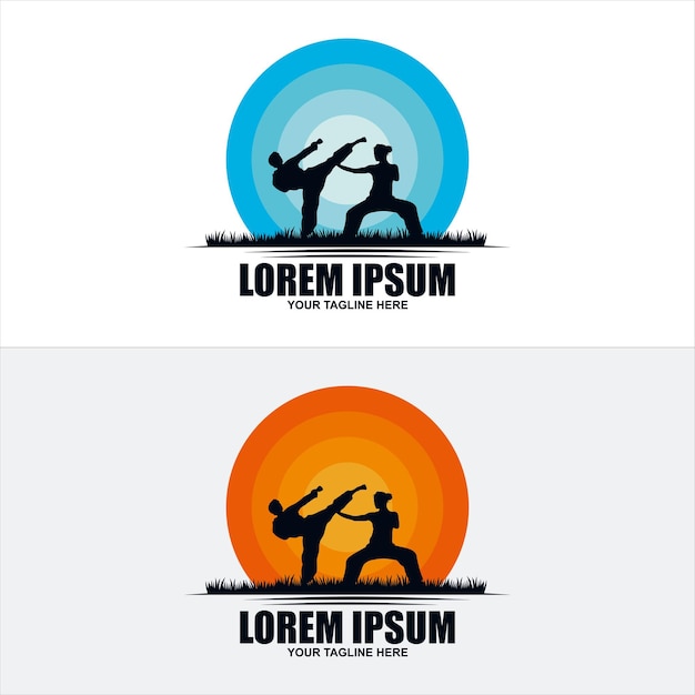 Logotipo de conceito de artes marciais de símbolo de punho ou modelo de emblema