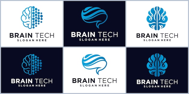 Vetor logotipo de conexão do cérebro tecnologia digital logotipo do cérebrobrain technology logo design for science