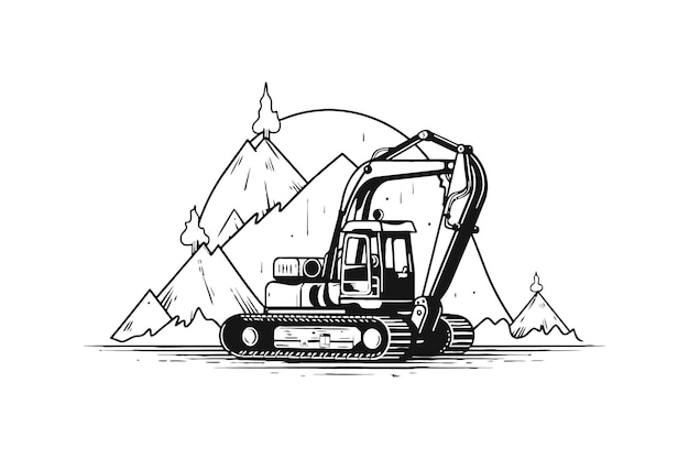 Logotipo de construção de escavadeira Design de logotipo de vetor mínimo Ilustração de sublimação de camiseta