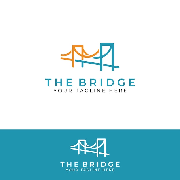 Logotipo de construção de ponte criativa minimalista e elegante com um conceito moderno com edição de ilustração vetorial