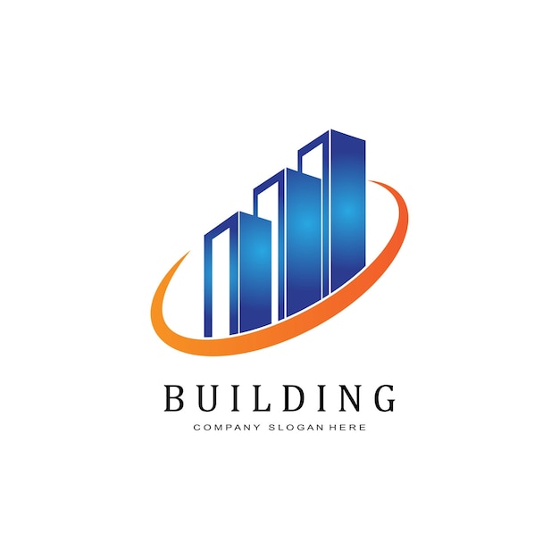 Logotipo de construção urbana ícone símbolo casa apartamento vista da cidade