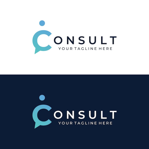 Vetor logotipo de consulta com consulta de consulta infinita de sinal de bate-papo de bolha com pessoas usando edição de ilustração fácil e simples