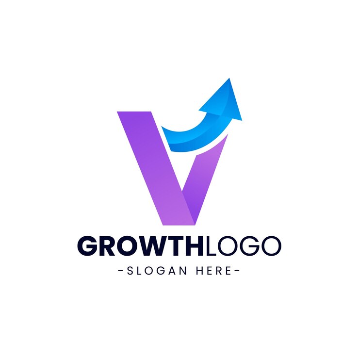 Vetor logótipo de contabilidade gradiente com modelo de design de letra v