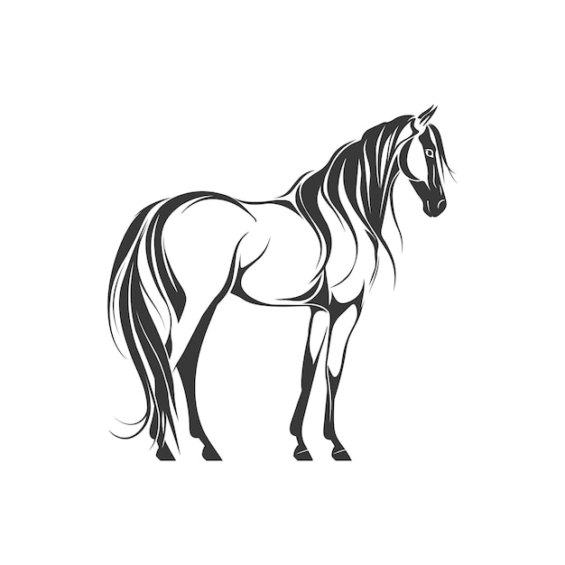 Logotipo de contorno de cavalo desenha estilo plano