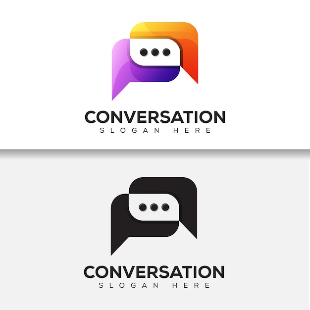 Logotipo de conversa moderna cor. logotipo de comunicação, design de logotipo de bate-papo duas versões