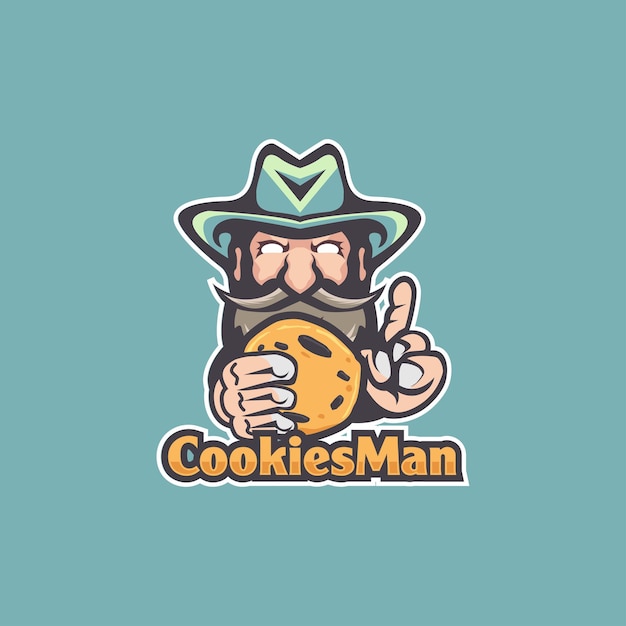 Vetor logotipo de cookies com mascote cowboy