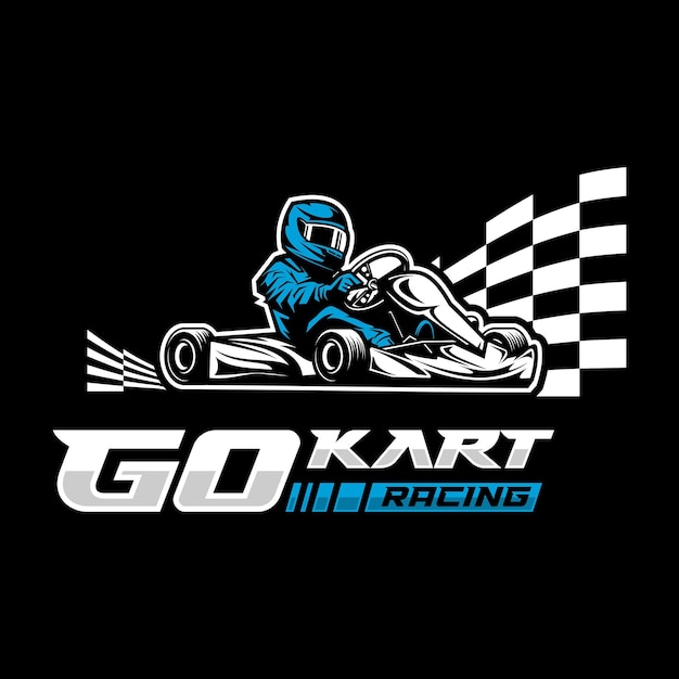 Vetor logotipo de corrida de gokart