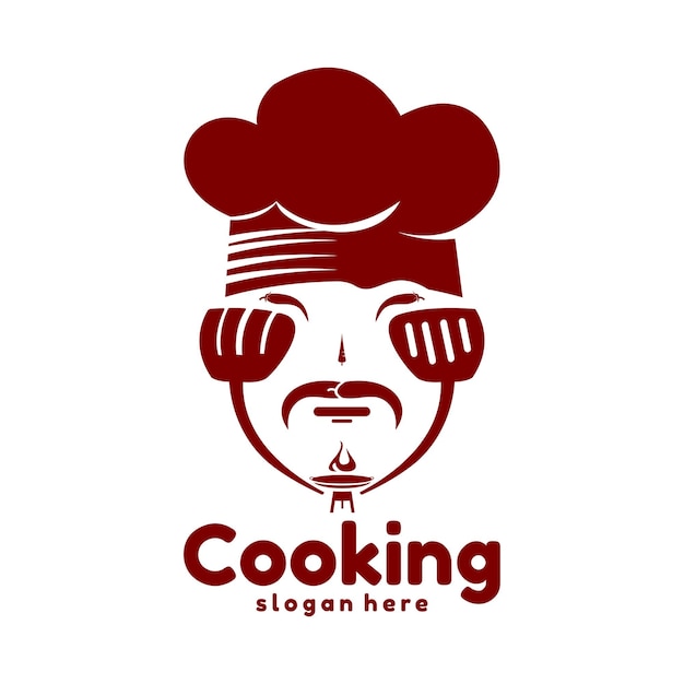 Logotipo de cozinha com equipamento de cozinha e frio