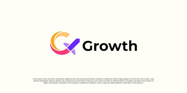 Vetor logotipo de crescimento de design de forma de flecha abstrata