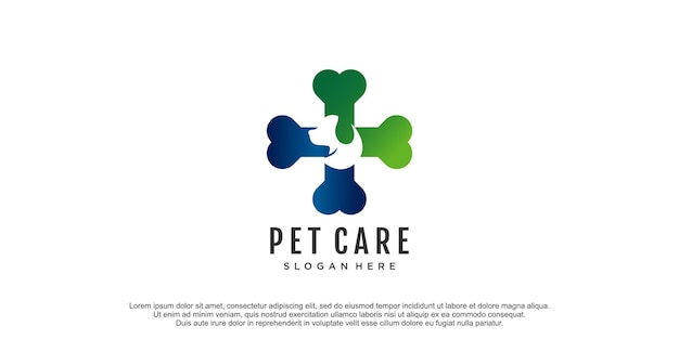 Vetor logotipo de cuidado de animais de estimação com símbolo de silhueta de cachorro para hospital de clínica veterinária de loja