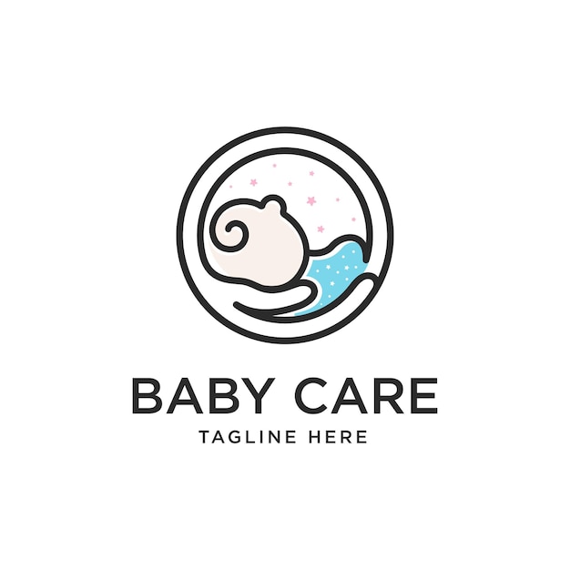 Logotipo de cuidados com o bebê para modelo de design de babá