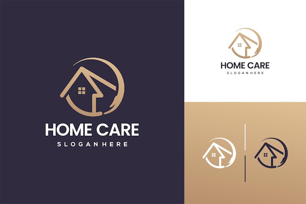 Vetor logotipo de cuidados domiciliares com modelo vetorial de design de mão salva vetor premium