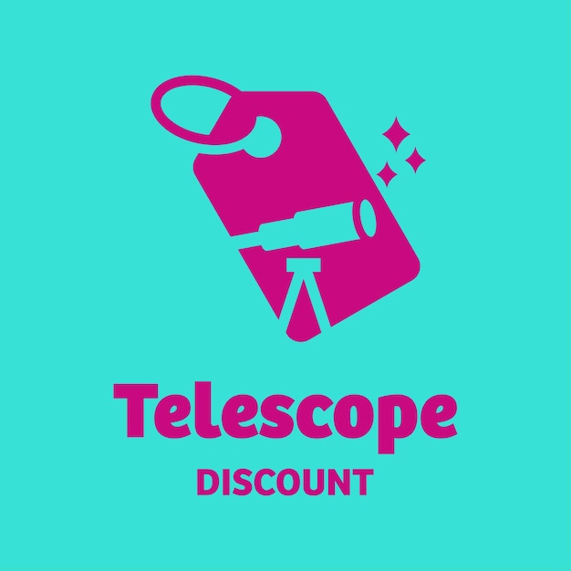 Logotipo de desconto do telescópio