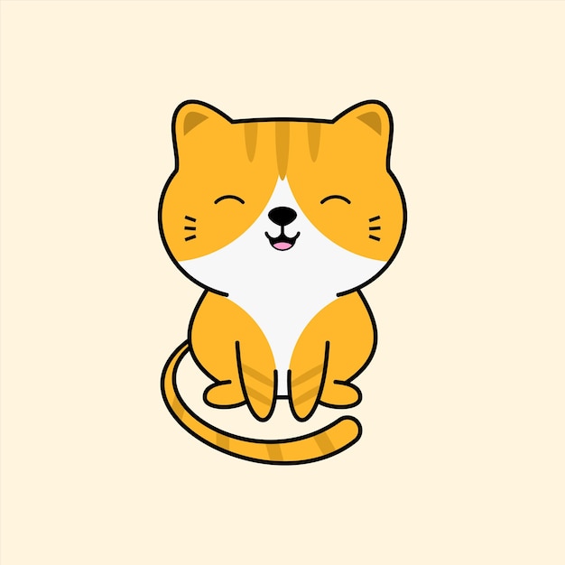 Logotipo de desenho animado kawaii de ilustração de gato fofo