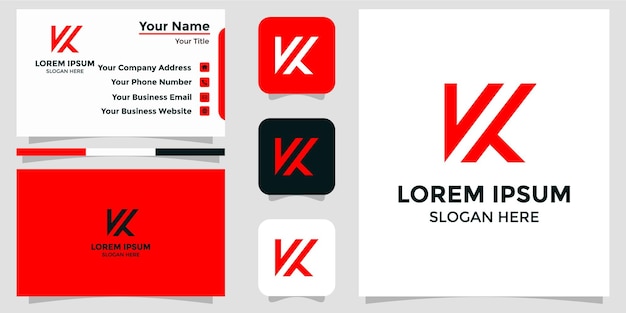 Logotipo de design da letra k e cartão de marca