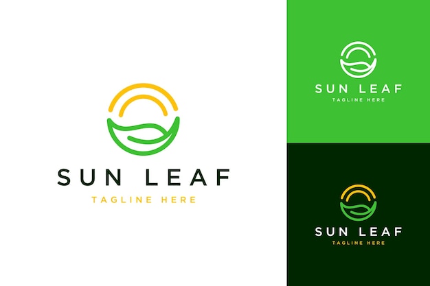 Vetor logotipo de design da natureza ou sol com folhas