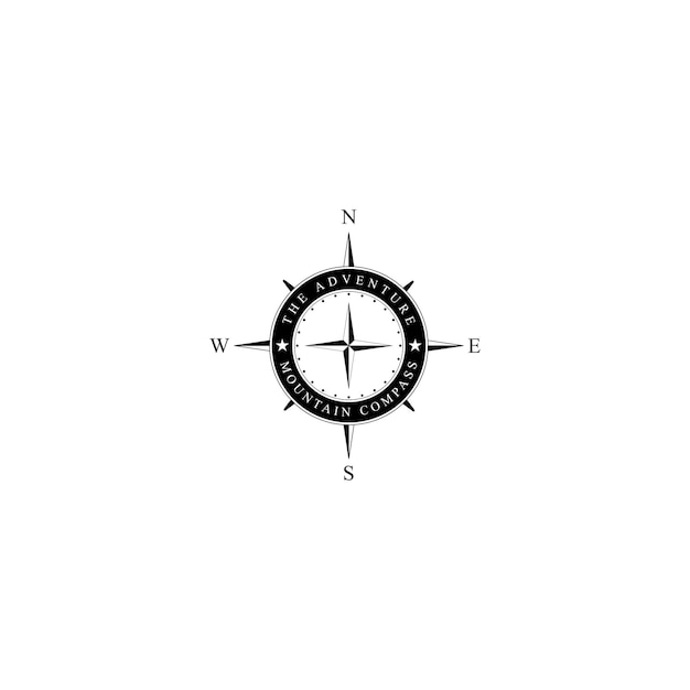 Vetor logotipo de design de bússola vetorial de fundo branco