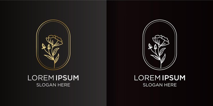 Logotipo de design de decoração floral desenhado à mão de luxo
