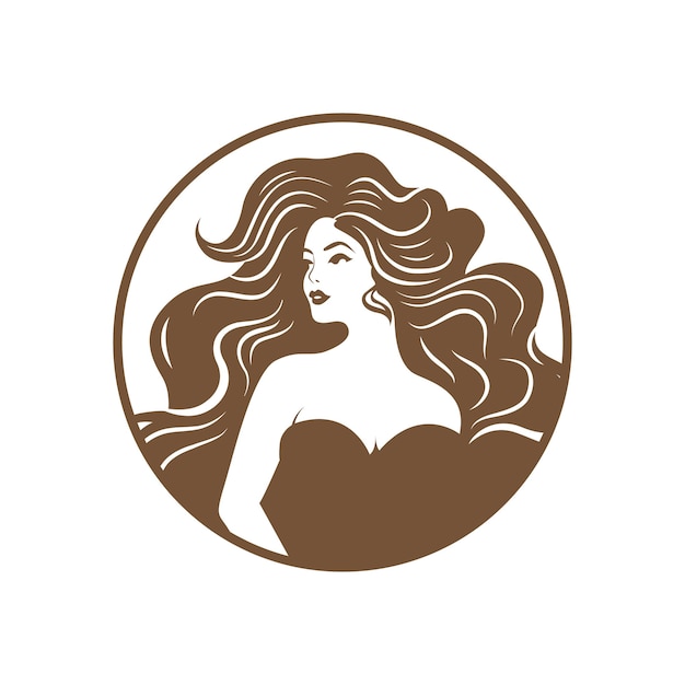 Logotipo de design de ícone de vetor de retrato de mulher para indústria de beleza