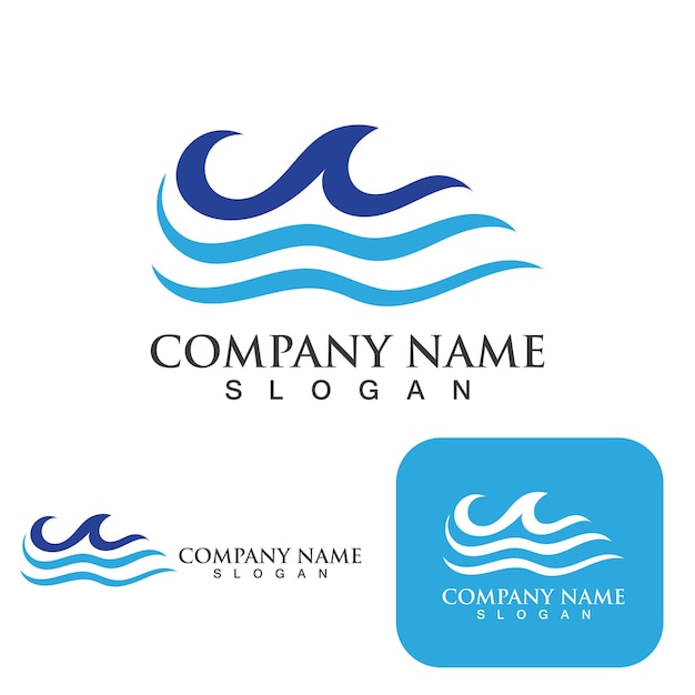Logotipo de design de ilustração vetorial de ícone de onda de água