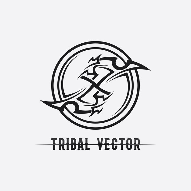 Logotipo de design de ilustração vetorial de ícone de tatuagem étnica preta clássica tribal