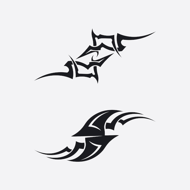 Logotipo de design de ilustração vetorial de ícone de tatuagem étnica preta clássica tribal