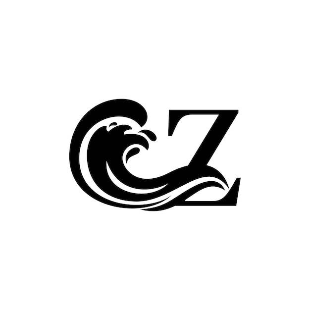 Logotipo de design de letras de combinação de ondas modernas e luxuosas