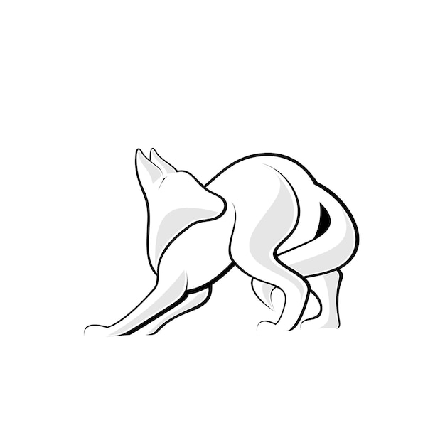 Vetor logotipo de design de linha em forma de raposa
