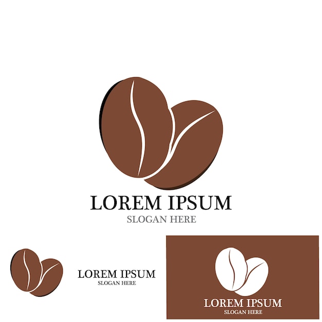 Logotipo de design de modelo de ilustração vetorial de ícone de folha e café