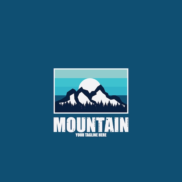 Logotipo de design de modelo de ilustração vetorial de ícone de paisagem de aventura de montanha