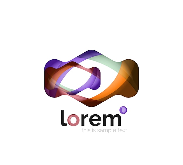 Logotipo de design geométrico abstrato feito de elementos fluídos
