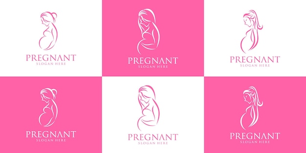 Logotipo de design vetorial de logotipo de mulher grávida para a marca de necessidades de mulheres grávidas