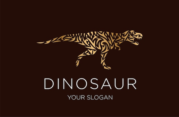 Logotipo de dinossauro de luxo com conceito de gravura