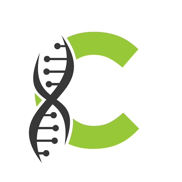 Logotipo de dna na letra c modelo de vetor para o símbolo de saúde