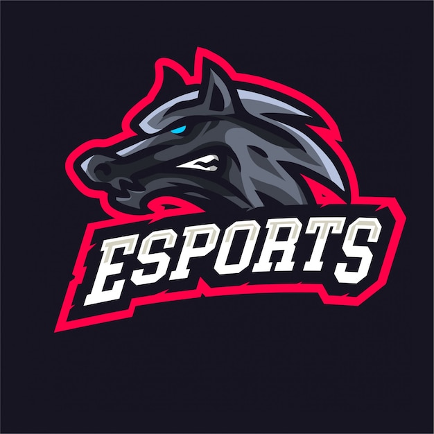 Logotipo de e-esporte de lobos zangado