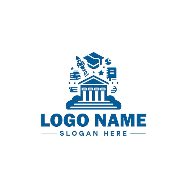 Vetor logotipo de educação para escola, faculdade, instituto universitário e símbolo de ícone, plano limpo, moderno, minimalista, design de logotipo, vetor editável.