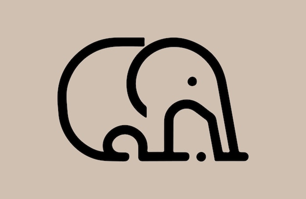 Vetor logotipo de elefante com contorno de folha