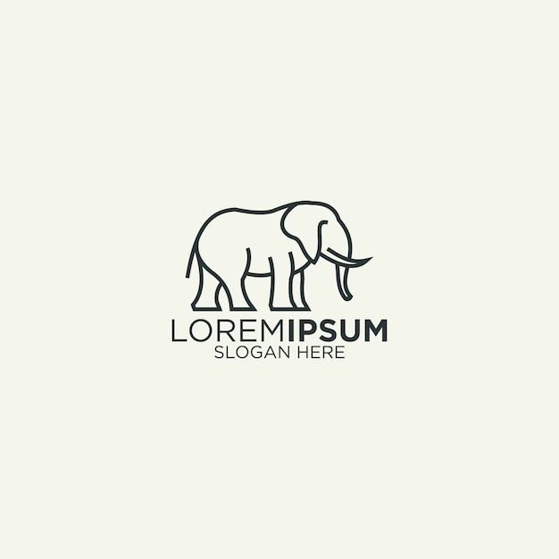 Logotipo de elefante de arte simples linha