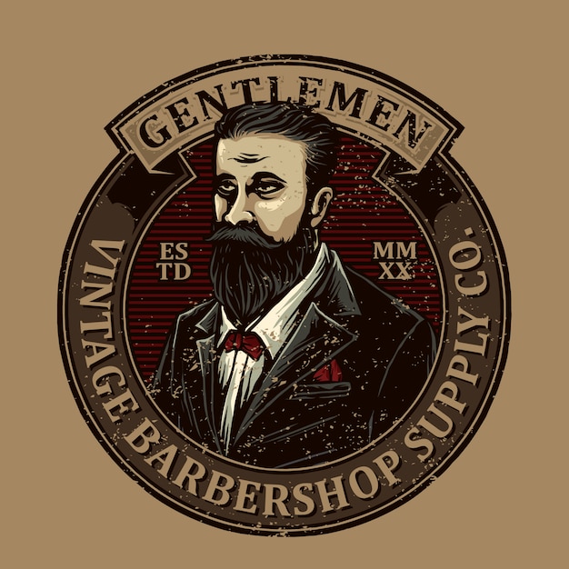 Logotipo de emblema de barbearia vintage