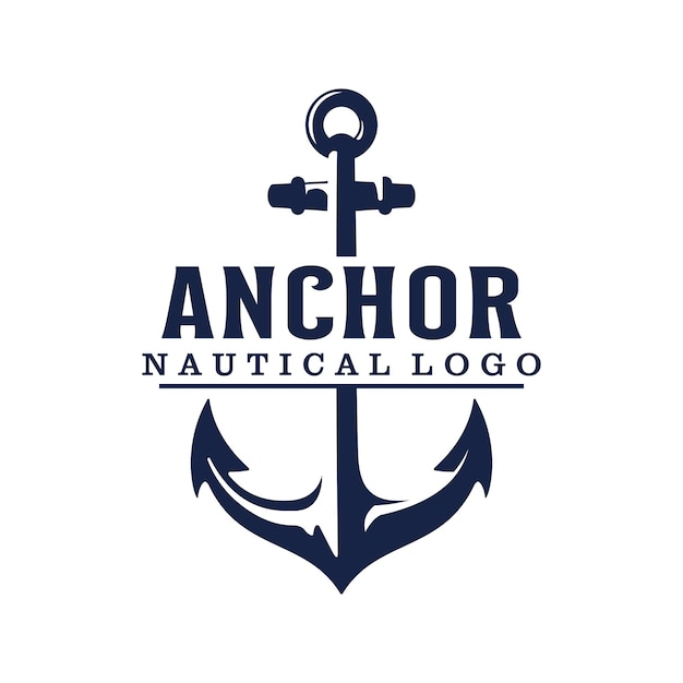 Vetor logotipo de emblemas retrô marinhos com ilustração vetorial de logotipo de âncora de âncora