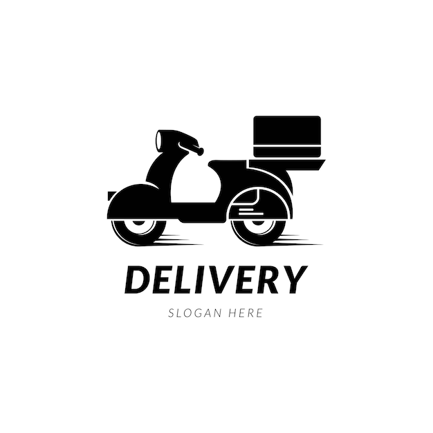 Logotipo de entrega de homem dirigindo scooter