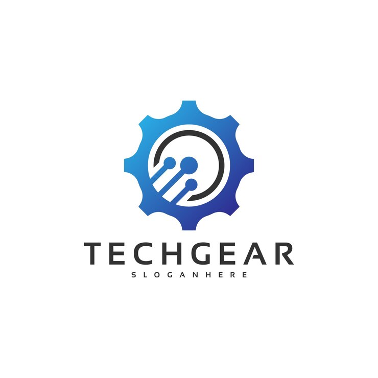 Vetor logótipo de equipamento moderno em estilo tecnológico