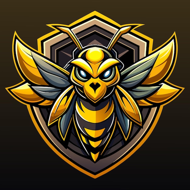 Vetor logotipo de esport incrível com imagem realista de abelha para a equipe