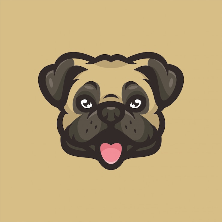 Vetor logotipo de esportes da cabeça da mascote do cão do pug