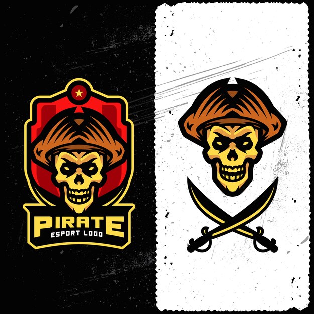 Vetor logotipo de esports do crânio do pirata